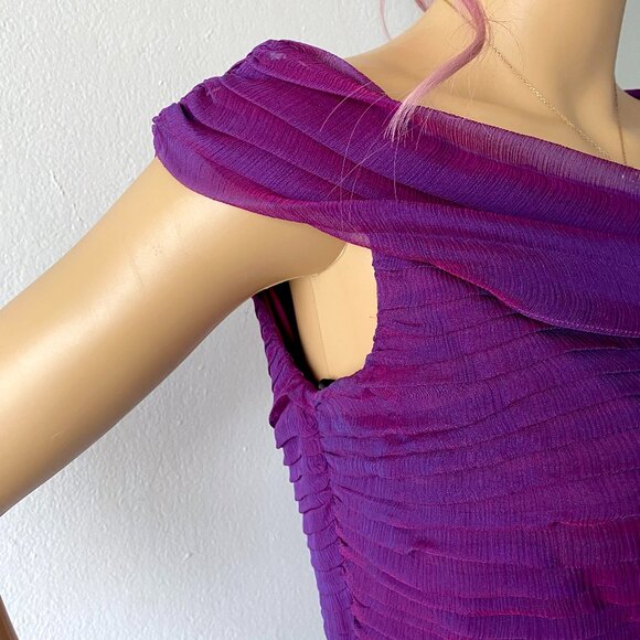 Evening Dress Formal Gown Designer Red Carpet Dress Silk Chiffon Maxi Plum Berry - Picture 5 of 10